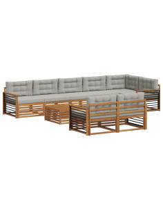 Set di divani con cuscino 26 pcs Grigio Naturale e Chiaro 2