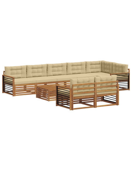 Set di divani con cuscino 9 pcs Naturale e Beige