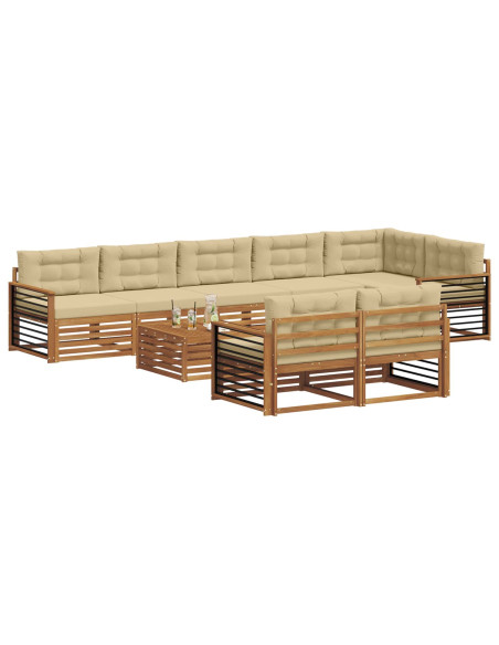 Set di divani con cuscino 9 pcs Naturale e Beige