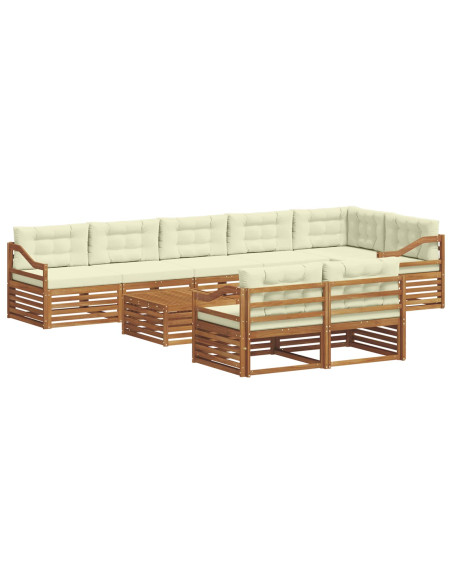 Set di divani con cuscino 9 pcs Naturale e Crema