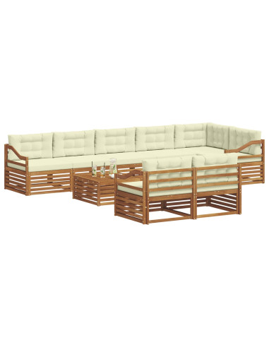 Set di divani con cuscino 9 pcs Naturale e Crema