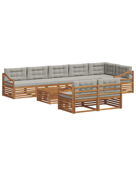 Set di divani con cuscino 26 pcs Grigio Naturale e Chiaro