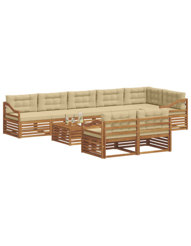Set di divani con cuscino 9 pcs Naturale e Beige