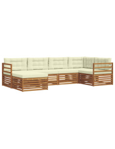 Set di divani con cuscino 6 pcs Naturale e Crema 2