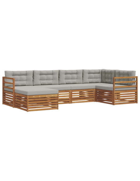 Set di divani con cuscino 18 pcs Grigio Naturale e Chiaro