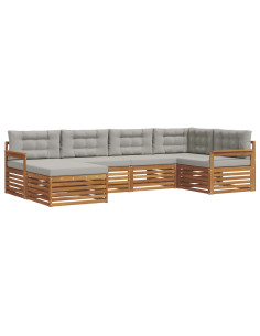 Set di divani con cuscino 18 pcs Grigio Naturale e Chiaro 2