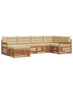 Set di divani con cuscino 6 pcs Naturale e Beige 2