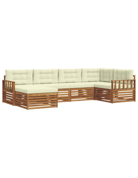 Set di divani con cuscino 6 pcs Naturale e Crema