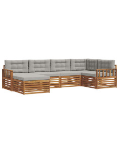 Set di divani con cuscino 18 pcs Grigio Naturale e Chiaro 2