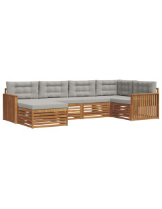 Set di divani con cuscino 18 pcs Grigio Naturale e Chiaro 2