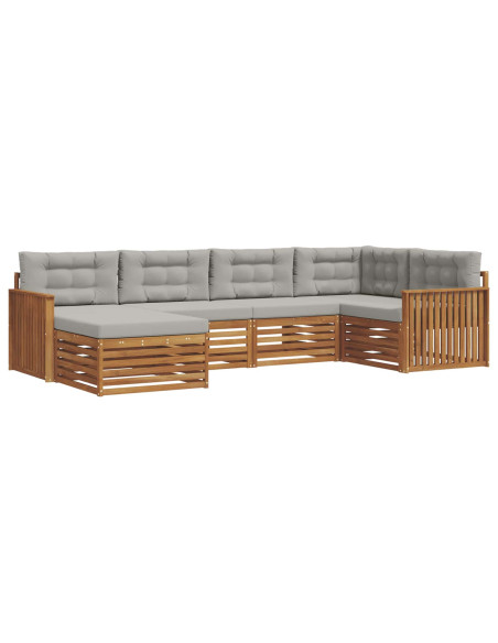 Set di divani con cuscino 18 pcs Grigio Naturale e Chiaro