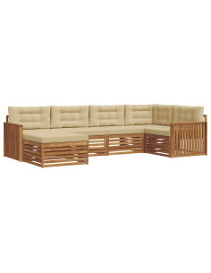 Set di divani con cuscino 6 pcs Naturale e Beige 2