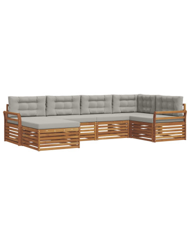 Set di divani con cuscino 18 pcs Grigio Naturale e Chiaro