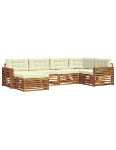Set di divani con cuscino 6 pcs Naturale e Crema 2