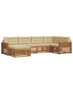 Set di divani con cuscino 6 pcs Naturale e Beige 2