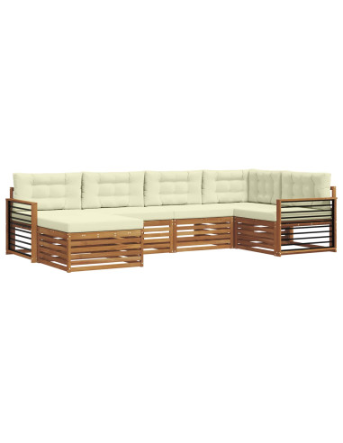 Set di divani con cuscino 6 pcs Naturale e Crema