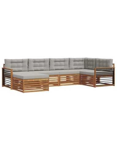 Set di divani con cuscino 18 pcs Grigio Naturale e Chiaro