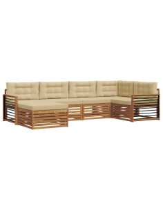 Set di divani con cuscino 6 pcs Naturale e Beige 2