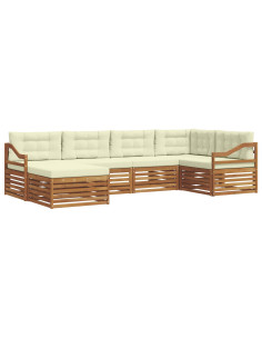 Set di divani con cuscino 6 pcs Naturale e Crema 2