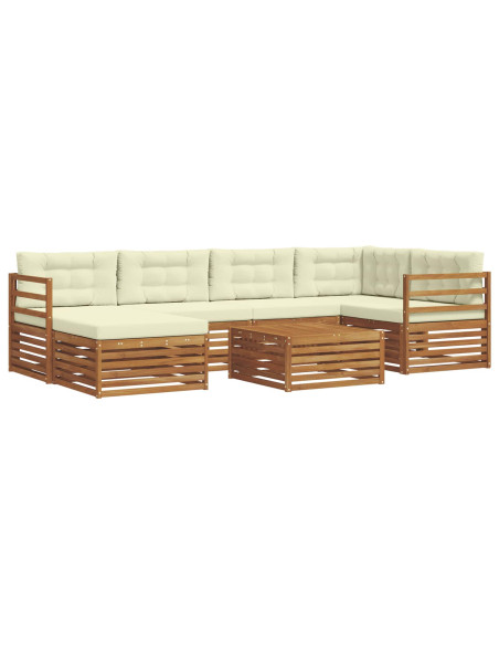 Set di divani con cuscino 7 pcs Naturale e Crema