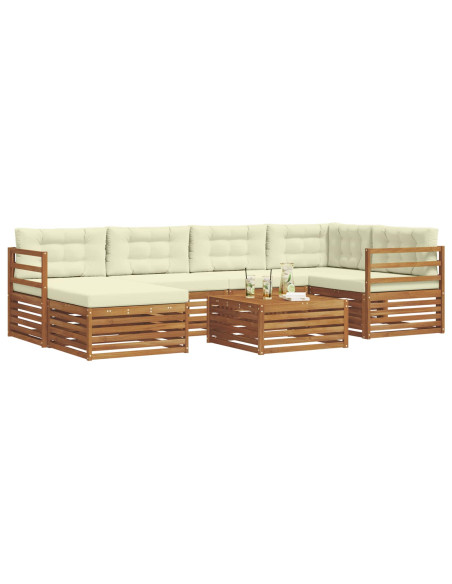 Set di divani con cuscino 7 pcs Naturale e Crema