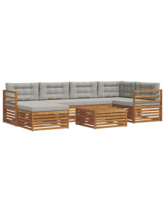 Set di divani con cuscino 19 pcs Grigio Naturale e Chiaro 2