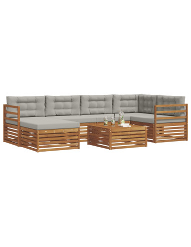Set di divani con cuscino 19 pcs Grigio Naturale e Chiaro