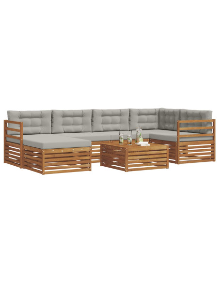 Set di divani con cuscino 19 pcs Grigio Naturale e Chiaro