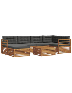 Set di divani con cuscino 7 pcs Naturale e Antracite 2