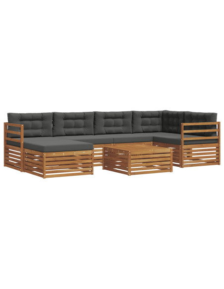 Set di divani con cuscino 7 pcs Naturale e Antracite