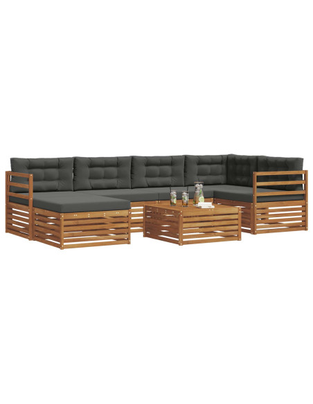 Set di divani con cuscino 7 pcs Naturale e Antracite