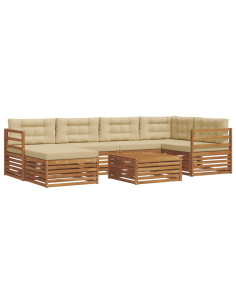 Set di divani con cuscino 7 pcs Naturale e Beige 2