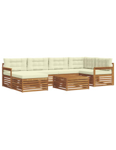 Set di divani con cuscino 7 pcs Naturale e Crema 2