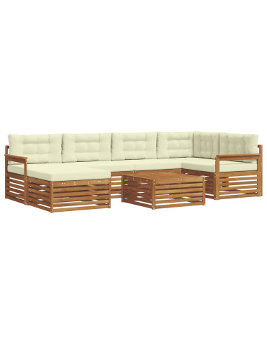 Set di divani con cuscino 7 pcs Naturale e Crema