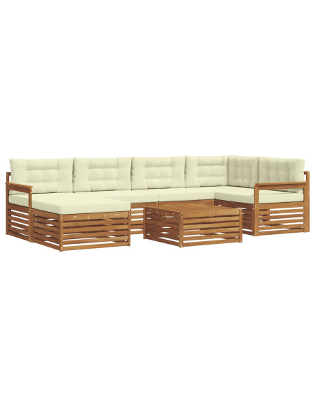 Set di divani con cuscino 7 pcs Naturale e Crema