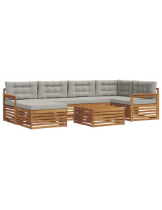 Set di divani con cuscino 19 pcs Grigio Naturale e Chiaro 2