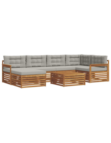 Set di divani con cuscino 19 pcs Grigio Naturale e Chiaro