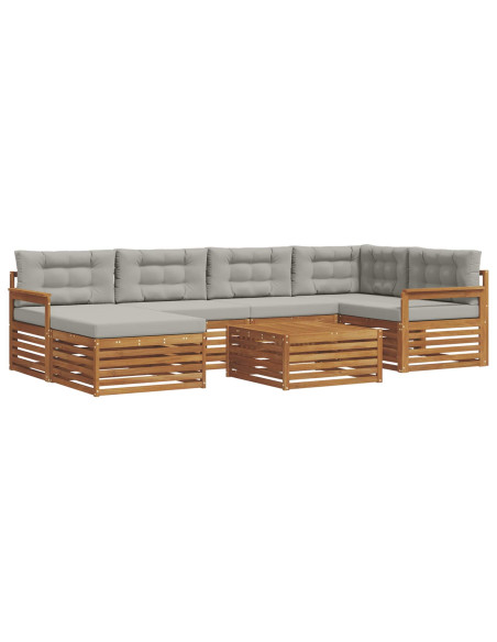 Set di divani con cuscino 19 pcs Grigio Naturale e Chiaro