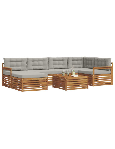 Set di divani con cuscino 19 pcs Grigio Naturale e Chiaro