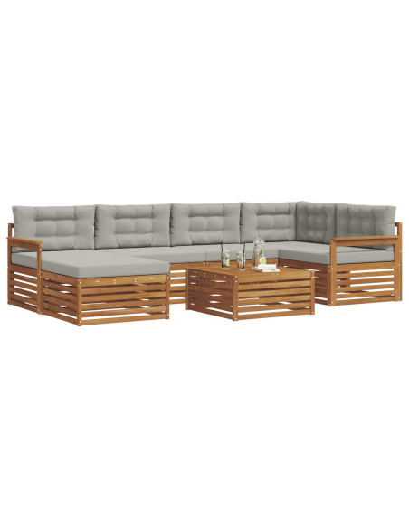 Set di divani con cuscino 19 pcs Grigio Naturale e Chiaro