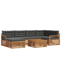 Set di divani con cuscino 7 pcs Naturale e Antracite 2