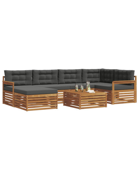 Set di divani con cuscino 7 pcs Naturale e Antracite