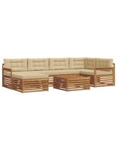 Set di divani con cuscino 7 pcs Naturale e Beige 2