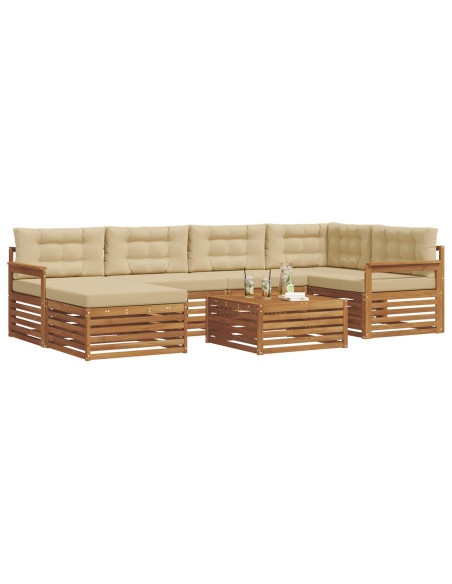 Set di divani con cuscino 7 pcs Naturale e Beige