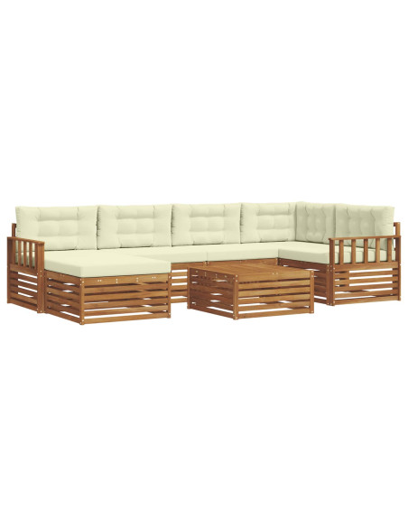 Set di divani con cuscino 7 pcs Naturale e Crema