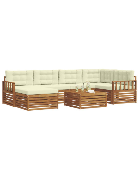 Set di divani con cuscino 7 pcs Naturale e Crema