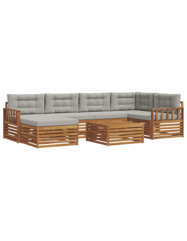 Set di divani con cuscino 19 pcs Grigio Naturale e Chiaro