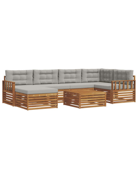 Set di divani con cuscino 19 pcs Grigio Naturale e Chiaro