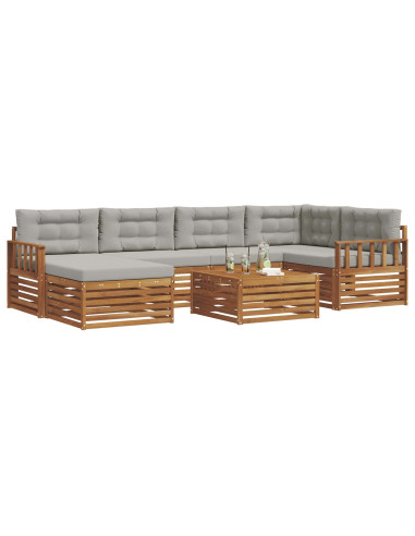 Set di divani con cuscino 19 pcs Grigio Naturale e Chiaro