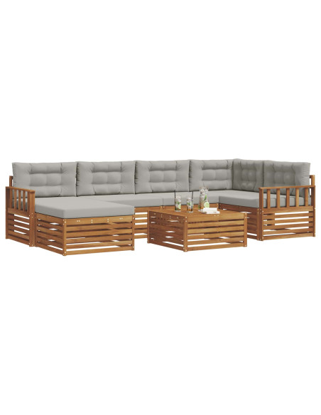 Set di divani con cuscino 19 pcs Grigio Naturale e Chiaro